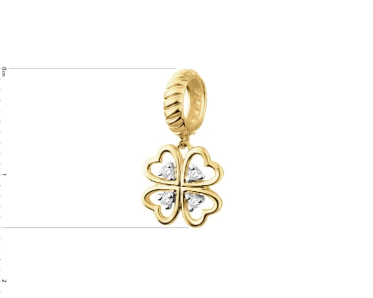 Outlet Apart Złota zawieszka beads z diamentami - koniczyna - 0,02 ct - próba 375