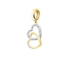 Sale Apart Złota zawieszka beads z żółtego złota z diamentem - serca - 0,003 ct - próba 375