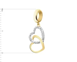Sale Apart Złota zawieszka beads z żółtego złota z diamentem - serca - 0,003 ct - próba 375