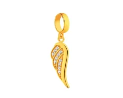 Clearance Apart Złota zawieszka z cyrkoniami beads - skrzydło