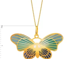 Apart Złota zawieszka z emalią - motyl< Zawieszki