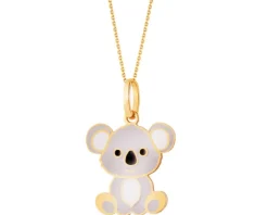 Discount Apart Złota zawieszka z emalią - miś koala