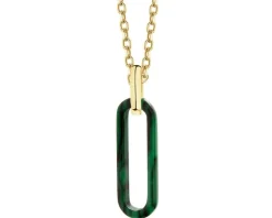 Sale Apart Złota zawieszka z malachitem syntetycznym - paper clip