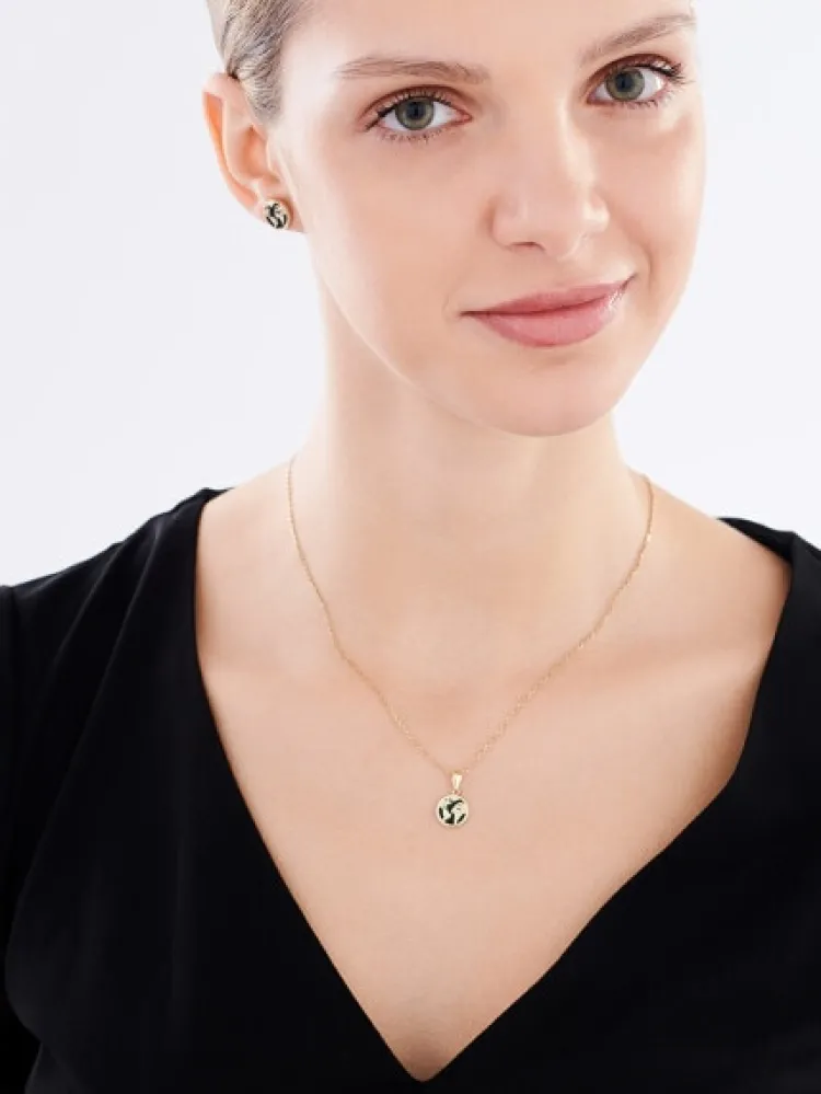 Discount Apart Złota zawieszka z onyksem syntetycznym - mapa świata