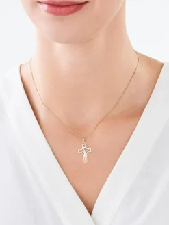 Outlet Apart Złota zawieszka z wizerunkiem Chrystusa - krzyż