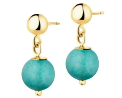 Apart Złote kolczyki z chalcedonami - kulki