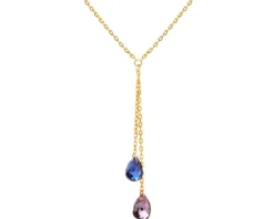 Apart Złoty naszyjnik z kwarcami syntetycznymi, ankier< Naszyjniki