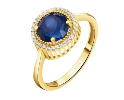 Apart Złoty pierścionek z korundem syntetycznym i cyrkoniami< Wszystkie